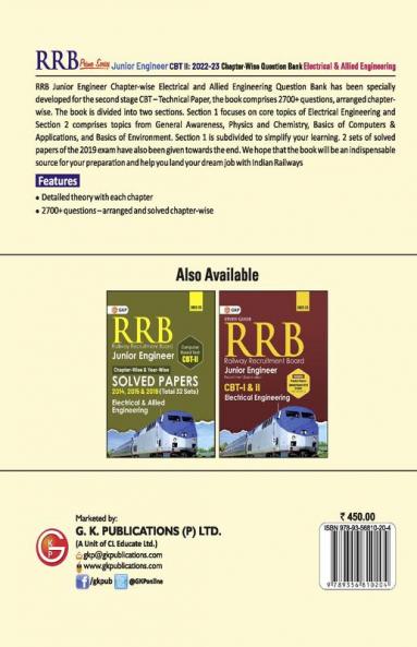 RRB Prime Series 2022-23 : Junior Engineer CBT 2 -Chapterwise Question Bank - Electrical & Allied Engineering by GKP