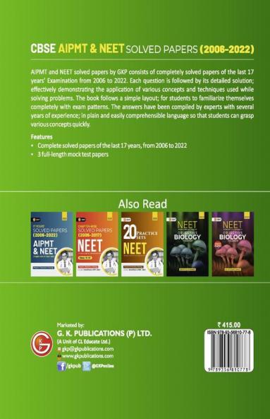 CBSE AIPMT & NEET 2023 : Solved Papers (2004-2022)