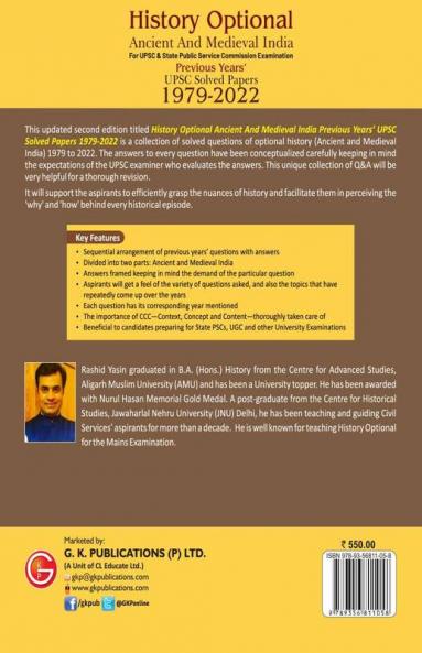 History Optional 2023 - Ancient & Medieval India - Previous Years UPSC Solved Papers (1979 - 2022) 2ed by Rashid Yasin