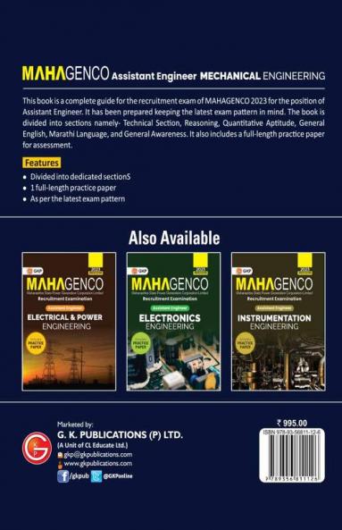 MAHAGENCO 2023 - Assistant Engineer - Mechanical Engineering - Guide by GKP