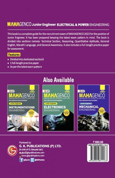 MAHAGENCO 2023 - Junior Engineer - Electrical & Power Engineering - Guide by GKP