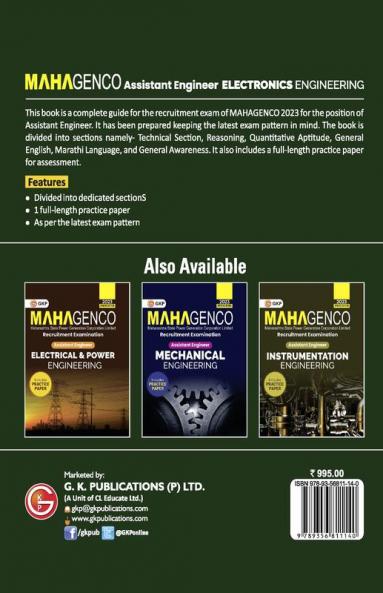 MAHAGENCO 2023 - Assistant Engineer - Electronics Engineering - Guide by GKP