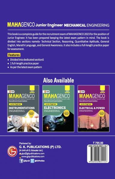 MAHAGENCO 2023 - Junior Engineer - Mechanical Engineering - Guide by GKP