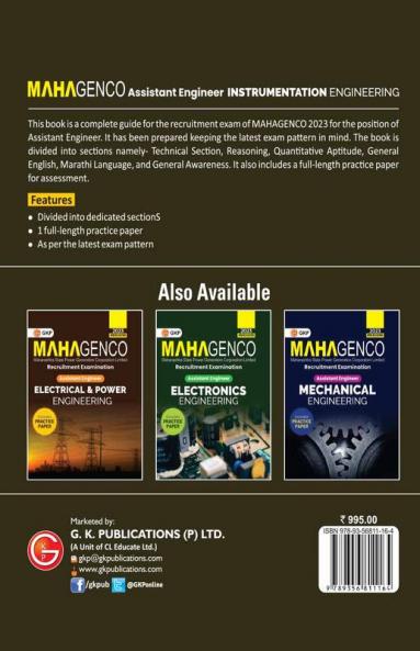 MAHAGENCO 2023 - Assistant Engineer - Instrumentation Engineering - Guide by GKP