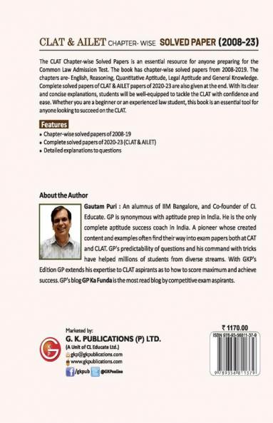 CLAT & AILET 2023 Chapter Wise Solved Papers 2008-2023 by Gautam Puri
