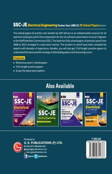 SSC JE 2023 Paper I - Electrical Engineering - 39 Previous Years Solved Papers (2008-22)