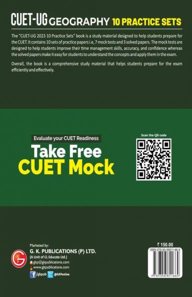 CUET-UG 2023 : 10 Practice Sets - Geography - (7 Mock Tests & 3 Solved Papers)