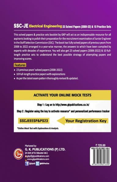 SSC 2023 Junior Engineers Paper I - Electrical Engineering - 23 Solved Papers & 10 Practice Sets
