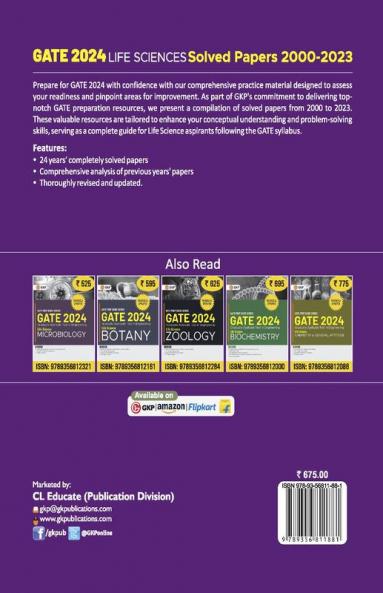 GATE 2024 : Life sciences - Solved Papers 2000-2023 by Dr. Prabhanshu Kumar & Er. Preeti T. Kumar
