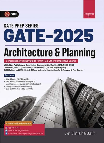 GKP GATE 2025 : Architecture & Planning Vol 1 - Guide by Ar. Jinisha Jain ( Includes solved papers of GATE 2017-24 exams)