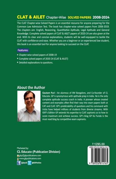 GKP CLAT & AILET 2025 : Chapter Wise Solved Papers 2008-2024 by Gautam Puri