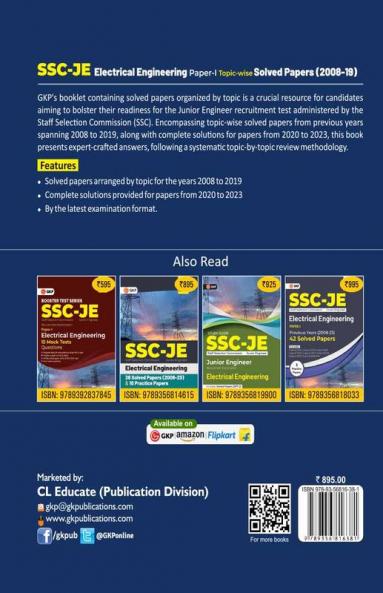 GKP SSC 2024 : Junior Engineer - Paper I - Electrical Engineering - TopicWise Solved Papers 2008-2019 (Latest paper included 2020 - 2023)