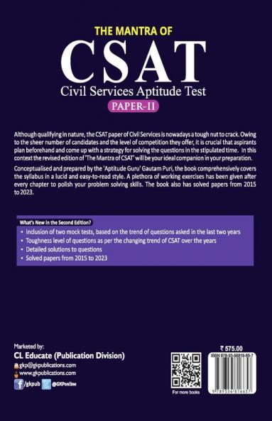 GKP UPSC Preliminary 2024 : The Mantra of CSAT Paper II 2ed by Gautam Puri