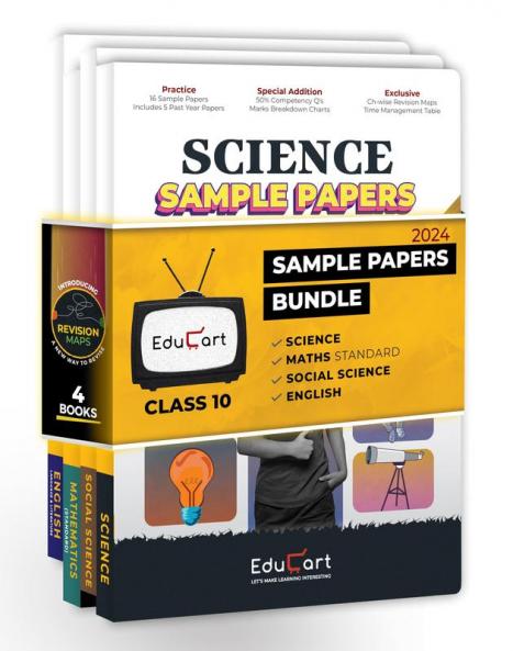 Educart CBSE Class 10 Sample Papers Bundle - Science Maths Social Science & English 2023-24 (Introducing Revision Maps and Past Year Papers) 2024