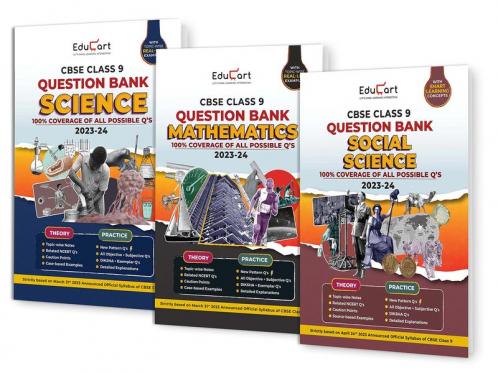 (OLD) Educart CBSE Class 9 Question Bank SCIENCE MATHS & SOCIAL SCIENCE For 2023-2024 (Combo of 3 Books)