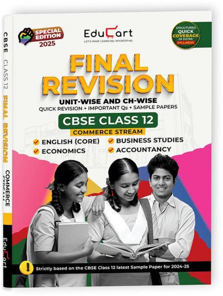 Educart CBSE Class 12 Final Revision Book 2025 - Accountancy + Business Studies + Economics + English Core (2024-25)