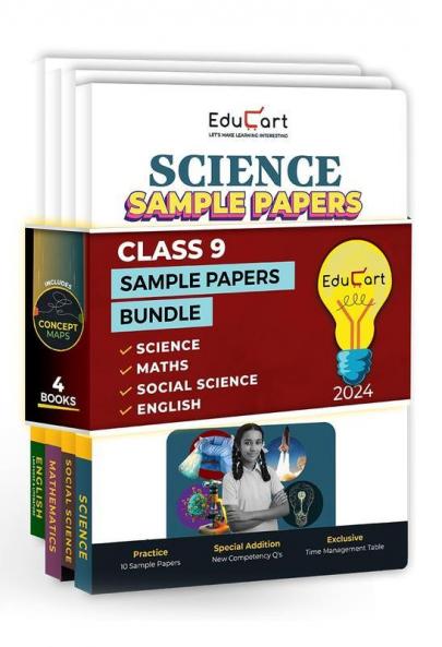 Educart Cbse Class 9 Sample Papers Bundle - Science Maths Social Science & English 2023-24 (Introducing Revision Maps And Past Year Papers) 2024