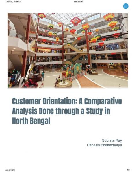 Customer Orientation: A Comparative Analysis Done through a Study in North Bengal