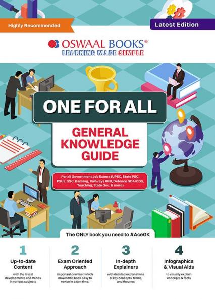Oswaal One for all GK Guide English Medium (Latest Edition) For All Government Job Exams (UPSC State PSC PSUs SSC Banking Railways RRB Defence NDA/CDS Teaching State Govt. & More)