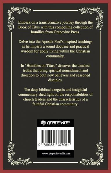 Homilies on Titus: A Sound Doctrine and Godly Living (Grapevine Press)