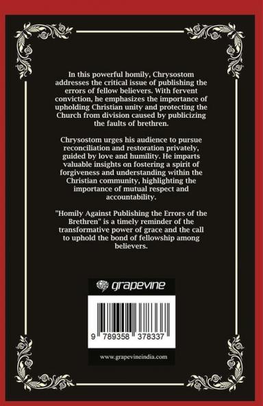 Homily Against Publishing the Errors of the Brethren (Grapevine Press)