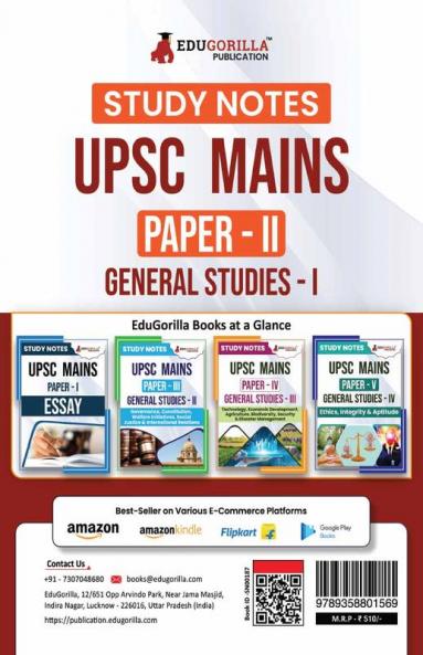 UPSC Mains Paper-II : General Studies-I Exam 2024 | Topic-wise Study Notes as Per the Latest Syllabus (NCERT) | Concise Guide Book for Complete Preparation
