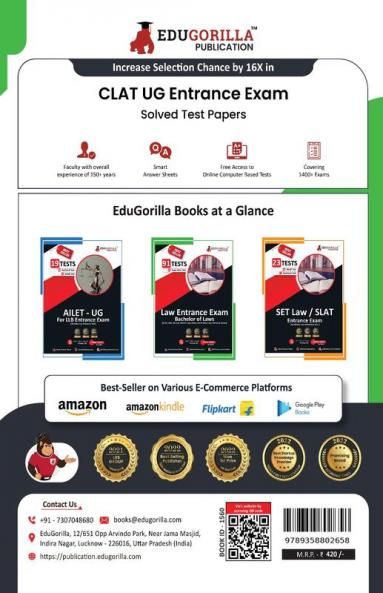 CLAT UG Entrance Exam 2024 - Common Law Admission Test - 10 Practice Tests 10 Sectional Tests and 3 Previous Year Papers (Solved MCQs) with Free Access to Online Tests