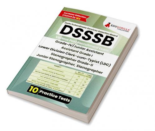 DSSSB Various Post Recruitment Exam 2024 : LDC Junior Assistant Stenographer and Others (English Edition Book) | 10 Solved Practice Tests (Section-A) with Free Access to Online Tests