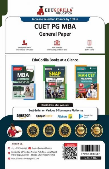 CUET PG MBA : General Paper (COQP12) Preparation Book 2025 | 20 Practice Mock Tests (1500+ Solved MCQs of Quant LIDR English Preparation)