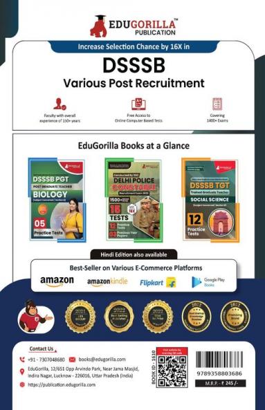 DSSSB Various Post Recruitment Exam 2024 (English Edition) | Tier-1 (General) - Warder Matron Laboratory Attendant Assistant Superintendent | 10 Practice Tests (2000 Solved MCQ)