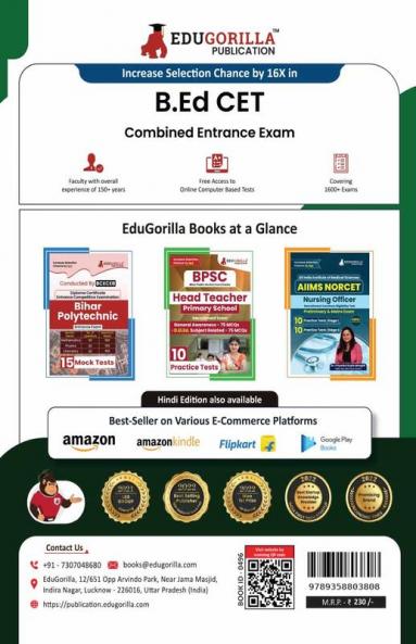 Bihar B.Ed CET Preparation Book 2024 | Common Entrance Test | 12 Practice Mock Test 3 Previous Year Papers (Sovled 1800+ MCQs) with Free Access to Online Test Series