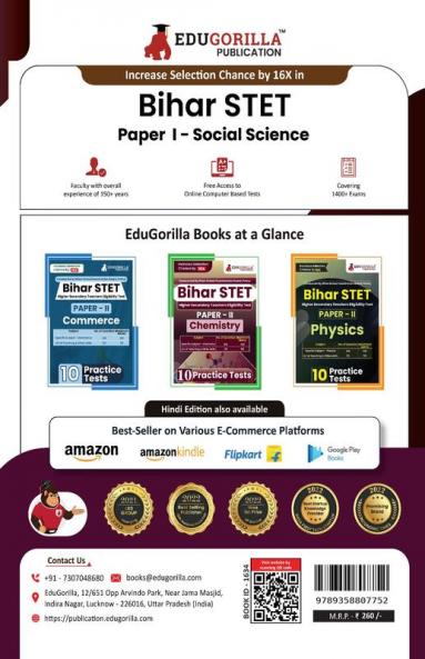 Bihar STET Paper 1 : Social Science 2024 (English Edition) - Secondary Class 9 & 10 - Bihar School Examination Board (BSEB) - 10 Practice Tests with Free Access To Online Tests