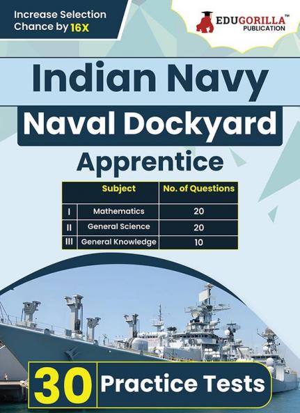 Indian Navy Naval Dockyard Apprentice Recruitment Exam Book 2024 (English Edition) - 30 Practice Tests (1500 Solved MCQs) with Free Access To Online Tests