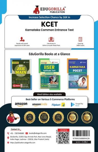 KCET 2024 : Entrance Exam with PCB Group - Karnataka Common Entrance Test - 30 Practice Tests of Physics Chemistry and Biology (1800 Solved MCQ) with Free Access To Online Tests