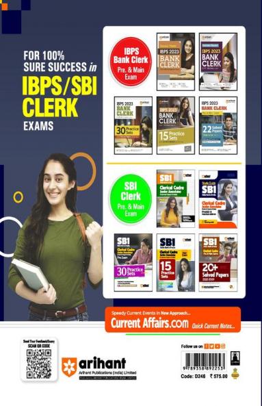Arihant Study Guide SBI Clerical Cadre Junior Associates (Customer Support & Sales) Phase 2 Main Exam 2023-24