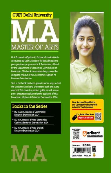 Arihant CUET Delhi University M.A (Master of Arts) Economics Entrance Exam Guide For 2024 Exams