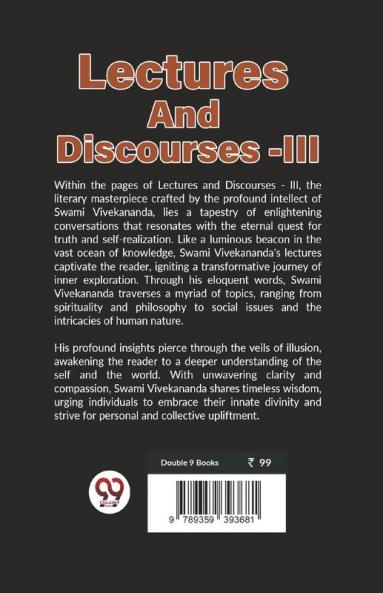 Lectures And Discourses-III