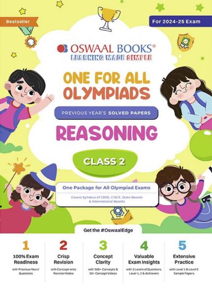 Oswaal One For All Olympiad Class 2 Reasoning | Previous Years Solved Papers | For 2024-25 Exam