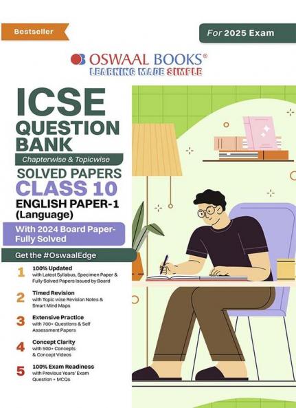 Oswaal ICSE Question Bank Chapterwise & Topicwise Solved Papers Class 10 English Paper-I For Exam 2025