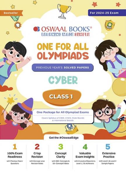 Oswaal One For All Olympiad Class 1 Cyber | Previous Years Solved Papers | For 2024-25 Exam