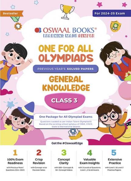 Oswaal One For All Olympiad Class 3 General Knowledge | Previous Years Solved Papers | For 2024-25 Exam