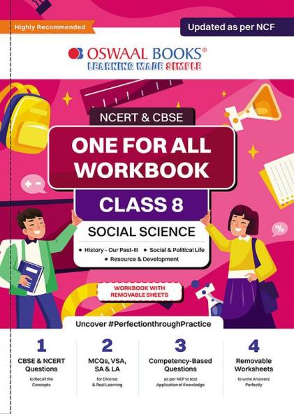 Oswaal NCERT & CBSE One For All Workbook | Social Science | Class8 | Updated As Per NCF | MCQ's | VSA | SA | LA | For Latest Exam