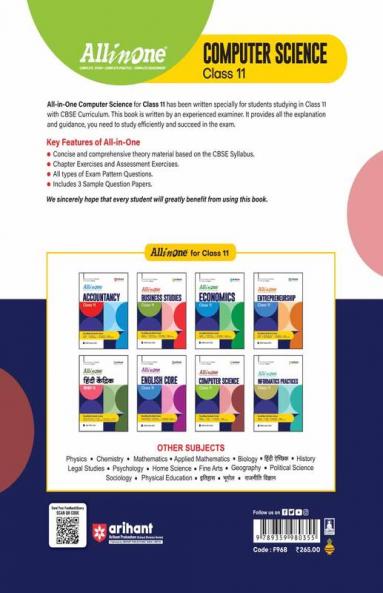 All in one Class 11th Computer Science for CBSE Exam 2025