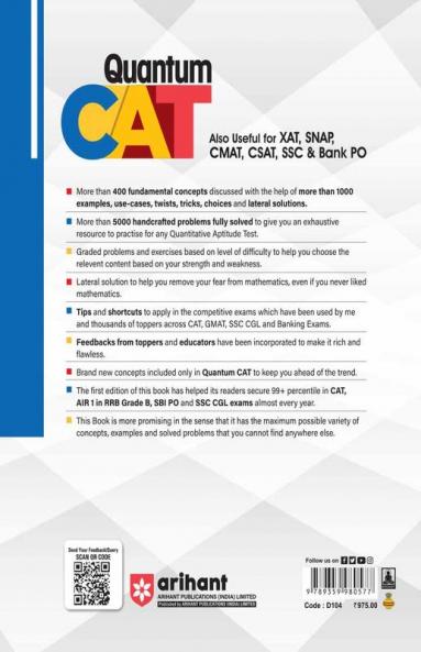 Arihant Quantitative Aptitude Quantum CAT Also useful For XAT  CMAT CSAT SSC Bank PO