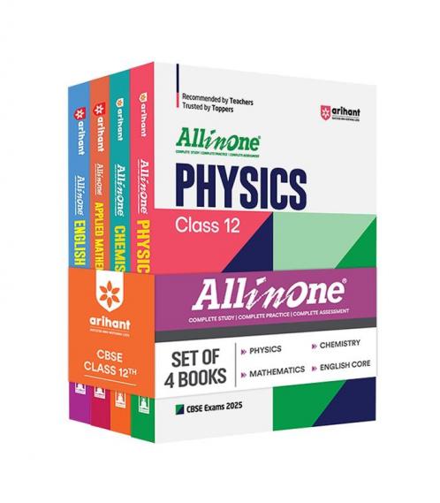 All In One Combo Class 12th  Physics Chemistry Mathematics English Core for CBSE Exam 2025 (Set of 4 Books)