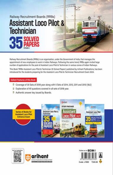 Arihant RRB Assistant Loco Pilot & Technicion (ALP) 35 Solved Paper 2024 Stage - 1 | 2500+ TCS MCQs