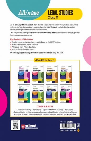 All in one Class 11th Legal Studies for CBSE Exam 2025
