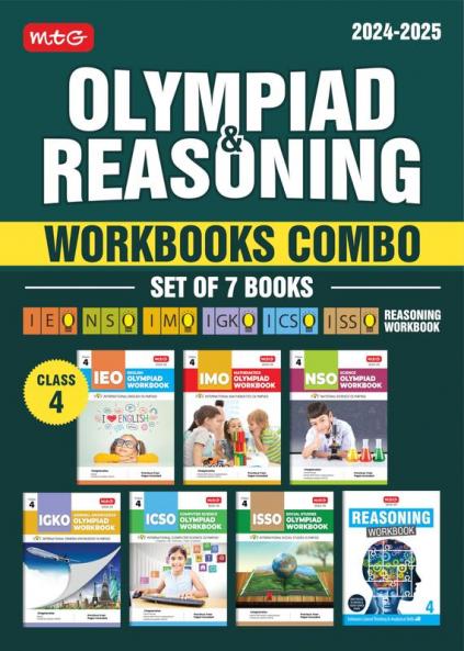 MTG NSO-IMO-IEO-ICSO-IGKO-ISSO Olympiad Workbook and Reasoning Book Combo Class 4 (Set of 7 Books) | MCQs Previous Years Paper & Achievers Section - SOF Olympiad Preparation Books For 2024-25 Exam