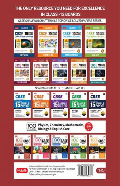 MTG CBSE 10 Years (2024-2015) Chapterwise Topicwise Solved Papers Class 12 Accountancy (PYQ) Book - CBSE Champion For 2025 Exam | CBSE Question Bank With Sample Papers (Based on Latest Pattern)