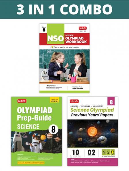 MTG National Science Olympiad (NSO) Workbook Prep-Guide & Previous Years Papers (PYQs) with Mock Test Paper Class 8 - SOF Olympiad Books For 2024-25 Exam (Set of 3 Books)